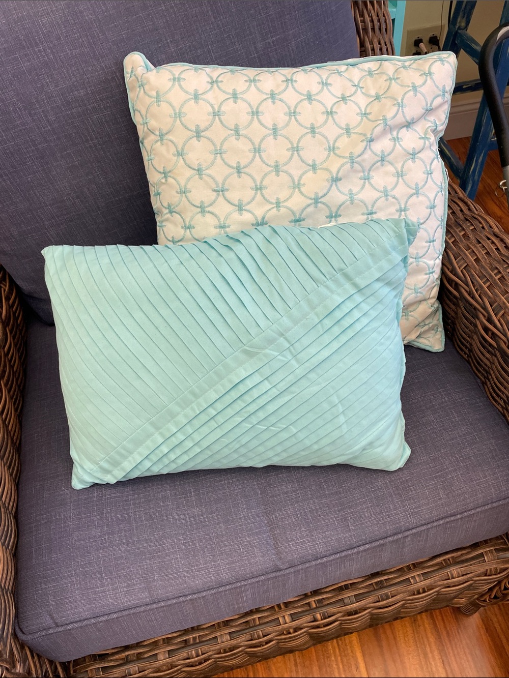 Aqua Pleated Decorative Throw Pillow - Unbranded